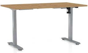 Výškovo nastaviteľný stôl OfficeTech A, 120 x 80 cm, sivá podnož, dub kamenný