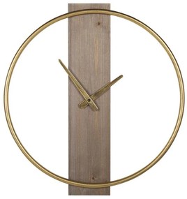Nástenné hodiny ø 47 cm zlaté v svetlom dreve CASITAS Beliani
