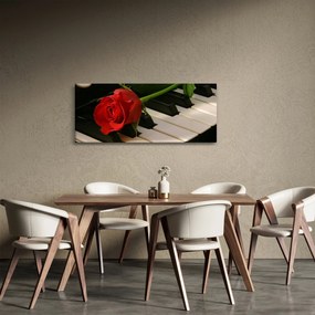 Obraz - Klavír a ruža (120x50 cm)