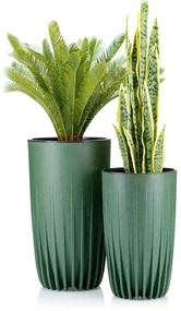 PLASTOVÝ KVETINÁČ STRIPPED ECO SADA 2KS 42X25 CM+ 51X30 CM ZELENÁ