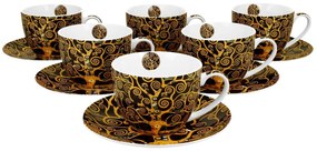Porcelánová šálka s podšálkou Klimt Tree Of Life 250 ml sada 6ks