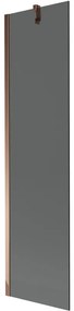 Mexen Next, vaňová zástena 1-krídlová 50 x 150 cm, fixné krídlo, 6 mm šedé sklo, ružové zlato profil, 895-050-000-00-40-60
