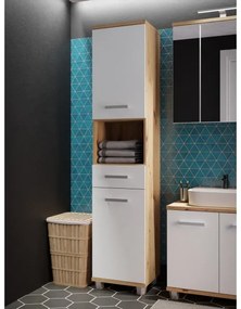 Kúpeľňová skrinka VENOM biela/dub artisan