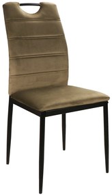 Stolička PAX olivová (látka Bluvel 77) - moderná, čalúnená, zamatová, do obývačky, jedálne, kancelárie, s lakťovou opierkou