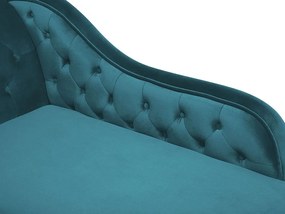 Modrozelená pohodlná zamatová leňoška ľavá NIMES Beliani
