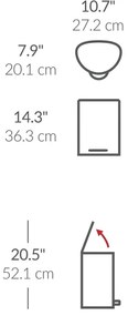 Simplehuman Pedálový odpadkový kôš 6 l, polokrúhly, čierna matná oceľ, plast
