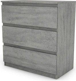 Zásuvková komoda Carlos 753S, šedý beton, výška 80 cm