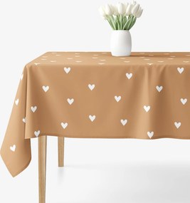 Goldea hranatý obrus 100% bavlnené plátno - srdiečka na jesennej hnedej 120 x 120 cm