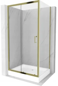 Mexen Apia sprchová kabína, posuvné dvere 120 x 90 cm, transparentnéné, zlatá + závesný bidet Rio - 840-120-090-50-00-4510