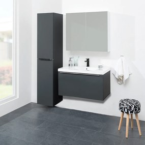 Mereo Mailo, kúpeľňová skrinka s umývadlom z liateho mramoru 81 cm, biela, chróm madlo, MER-CN516M