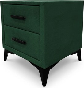 Nočný stolík s 2 zásuvkami Joy, tmavo zelená látka