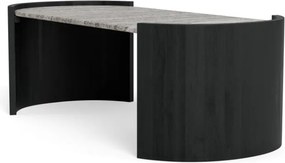 Konferenční stolek Zafra 125 cm z masivu černý mat/šedý mramor lesk