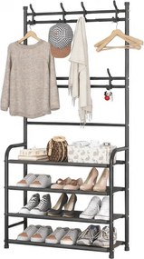 Vešiak s botníkom CLOTHORY 80x152 cm, čierny