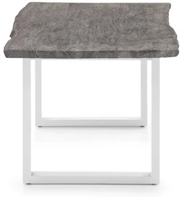furniture-nabytek.cz - Masívny jedálenský stôl Bullwer z akácie a kovu, lakovaný, šedo-biely – 170 × 90 cm