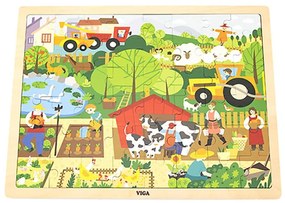 Detské drevené puzzle Viga Farma 48 ks