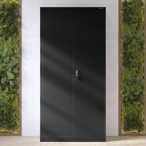Skriňa do dielne DAWID, 900 x 1850 x 450 mm, All Black: čierna