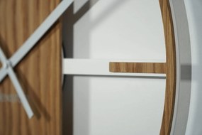 Dekorstudio Nástenné kovové hodiny UNIQUE biela+dub II. akosť