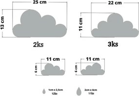 lovel.sk Nálepka na stenu Teddy - obláčiky s kvapkami 7 ks DK238