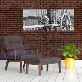 Obraz - Prívesný vozík, čiernobiela (120x50 cm)