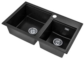 Gamma Modern 8020, 2-komorový granitový drez 795x495x210 mm, čierna škvrnitá, GMA-ZLE000025