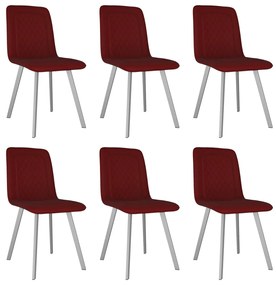 Jedálenské stoličky 6 ks, červené, zamat 279444