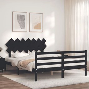 Rám postele s čelom čierny 140x190 cm masívne drevo 3195270