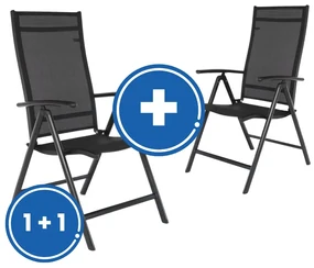 Záhradná stolička Conrado 1 + 1 ZADARMO, čierna
