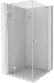 Mexen Lunar, L Duo výklopný sprchový kút 105 x 105 cm, 8mm číre sklo, oceľový profil, 834L-105L-105P-97-00