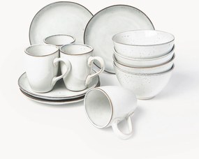 Ručne vyrobená raňajková súprava Nordic Sand, 4 osoby, 12 ks