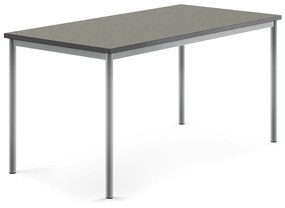 Stôl SONITUS, 1600x800x760 mm, linoleum - tmavošedá, strieborná