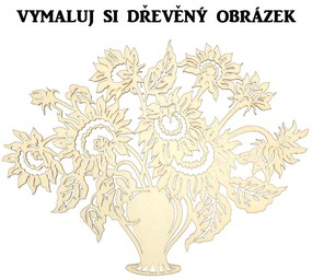 AMADEA Drevený obrázok na vymaľovanie kytice slnečníc 25 cm