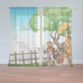 Sablio Záclony Zvieratká 2: 2ks 150x250cm