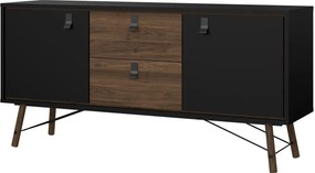 Komoda Rainy 150 cm čierna/orech tmavý