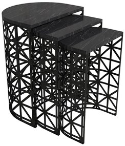 Skladací stôl Stil Black Marble, 3 ks