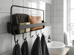 Kovová polica do kúpeľne RAKKA 56x29 cm, čierna