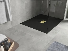 Mexen Hugo, obdĺžniková sprchová vanička SMC 140 x 100 cm, čierna, zlatá krytka, 42701014-G