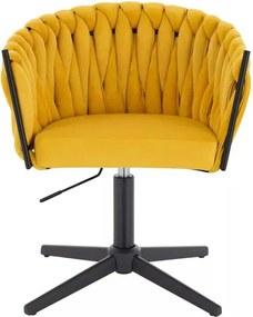 LuxuryForm DESIGN Stolička NORDEN VELUR na čiernom kríži - žltá