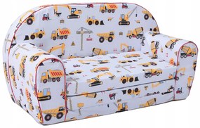 Detská rozkladacia MINI pohovka Stavebné stroje - šedá