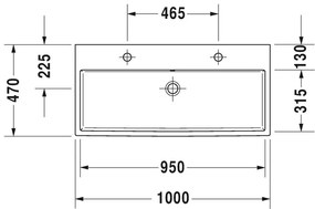 Duravit Vero Air - Umývadlo do nábytku 1000x470 mm, s prepadom, biela 2350100024