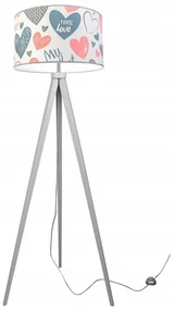 Detská stojacia lampa Heart, 1x biele textilné tienidlo so vzororm, (výber z 2 farieb konštrukcie), p