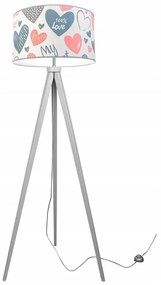 Detská stojacia lampa Heart, 1x biele textilné tienidlo so vzororm, (výber z 2 farieb konštrukcie), p