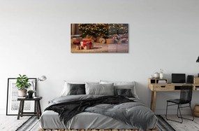 Sklenený obraz Dary vianočný strom 140x70 cm