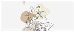 Obraz - Béžové kvety s motýľom N⁰1 (120x50 cm)