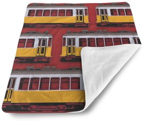 Sablio Deka pre bábätko Lisabonské historické električky Červený Pattern - 90x120 cm