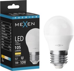Mexen Nova, LED žiarovka E27, G45, 1W, teplá - 3000K, 105 lm - L101-E27-0130-01