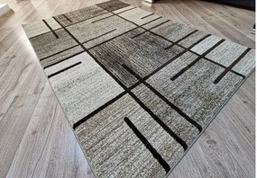 Moderný koberec s kockovaným vzorom Rio 685A béžovo-hnedý Rozmer: 120x170 cm