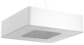 Závesné svietidlo Urano, 1x biele textilné tienidlo, (biely plast), (80 cm)