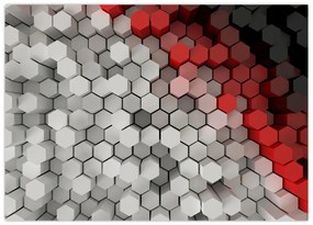 Sklenený obraz - 3D hexagóny (70x50 cm)