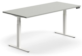 Výškovo nastaviteľný stôl QBUS, rovný, 1800x800 mm, biely rám, svetlošedá