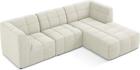 Béžová rohová pohovka z textílie buklé (pravý roh/s leňoškou) Aloha – Makamii
